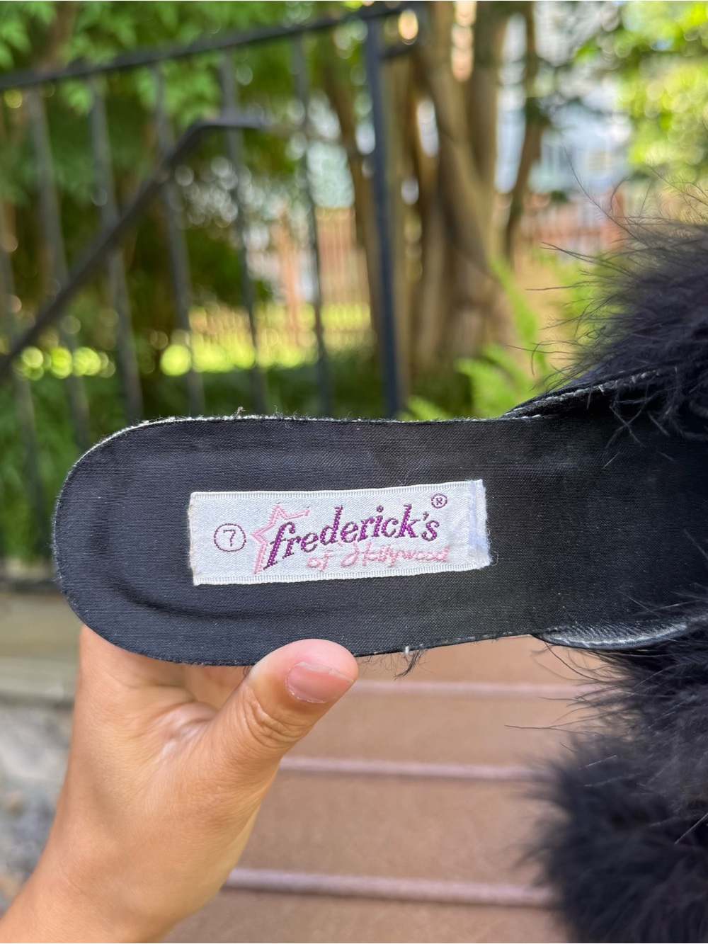 Frederick's of Hollywood Black Feather Slide Heels - Picture 5 of 5